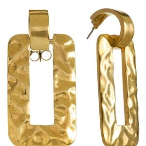 Heavy plating of 24K Gold Hammered Rectangular Earrings